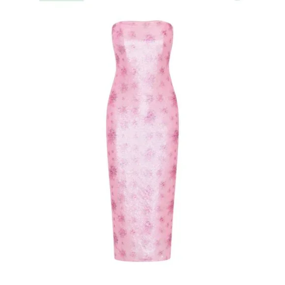 LoveShackFancy Stasia Sequin Dress Sz 2 Love Shack Fancy Flamenco Pink Ethereal - Picture 2 of 16